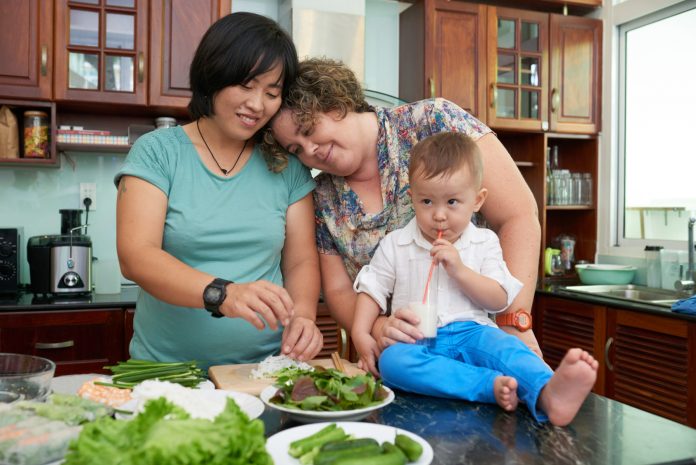 Cheerful couple cooking