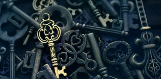 Stopping Triple-negative Breast Cancer in its Tracks One golden key on a background of different vintage keys; finding ways to unlock treatment for Triple-Negative Breast Cancer (TNBC).