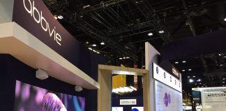 Study Shows Positive Topline Results from Phase III Trial of Venetoclax + Azacitidine in AML AbbVie booth at the 2019 annual meeting of the American Society of Clinical Oncology (ASCO) held June 1 - 4, 2019 in Chicago, Ill.