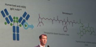 SABCS 2019: Trastuzumab Deruxtecan Achieves Clinically Meaningful and Durable Response Ian E Krop, MD, Ph.D, Associate chief of the Division of Breast Oncology at Dana-Farber Cancer Institute, speaks during the General Session on Wednesday, December 11, 2019. during the San Antonio Breast Cancer Symposium being held at the Henry B. Gonzalez Convention Center in San Antonio, TX. Photo coutesy © 2019 AACR/SABCS Todd Buchanan.